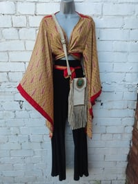 Image 6 of Stevie sari top with tassle- beige and red 