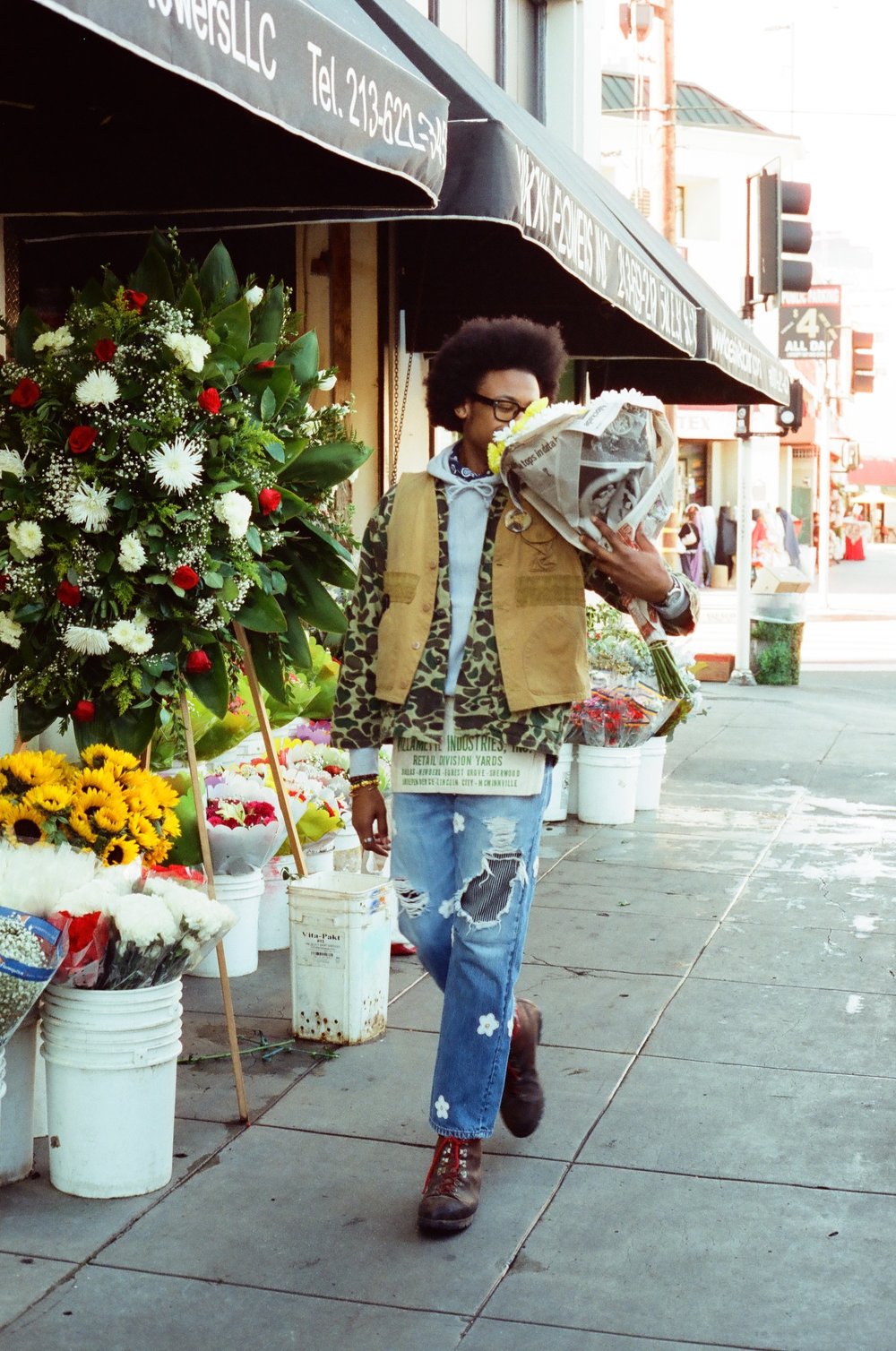 Image of Floral repaired jean 