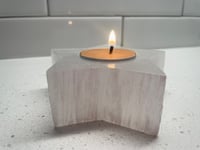 Image 2 of Star Selenite Crystal Candle Holder + 4 Pure Beeswax Tea Light Candles