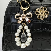 Image 5 of Elegant Bow Pearl Keychain with Crystal Drops - Perfect Gift for Her - Valentine's Day or Anytime - 
