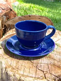 Image 4 of Small Cup and Saucer Navy glaze