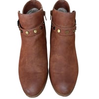 Image 5 of Naturalizer Wilda Brown Flat Studded Ankle Boots with Buckle -Size 9.5