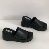 Image 6 of STEVE MADDEN Black Genuine Leather Platform Slide Sandals