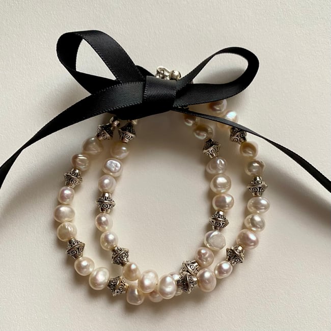 Black Pearl Ribbon Necklace Pearl Necklace With Ribbon Tie 