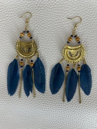Image 5 of Teal feather earrings 