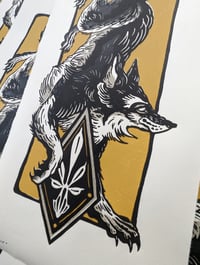 Image 3 of Lino print "LUNAR WOLF"