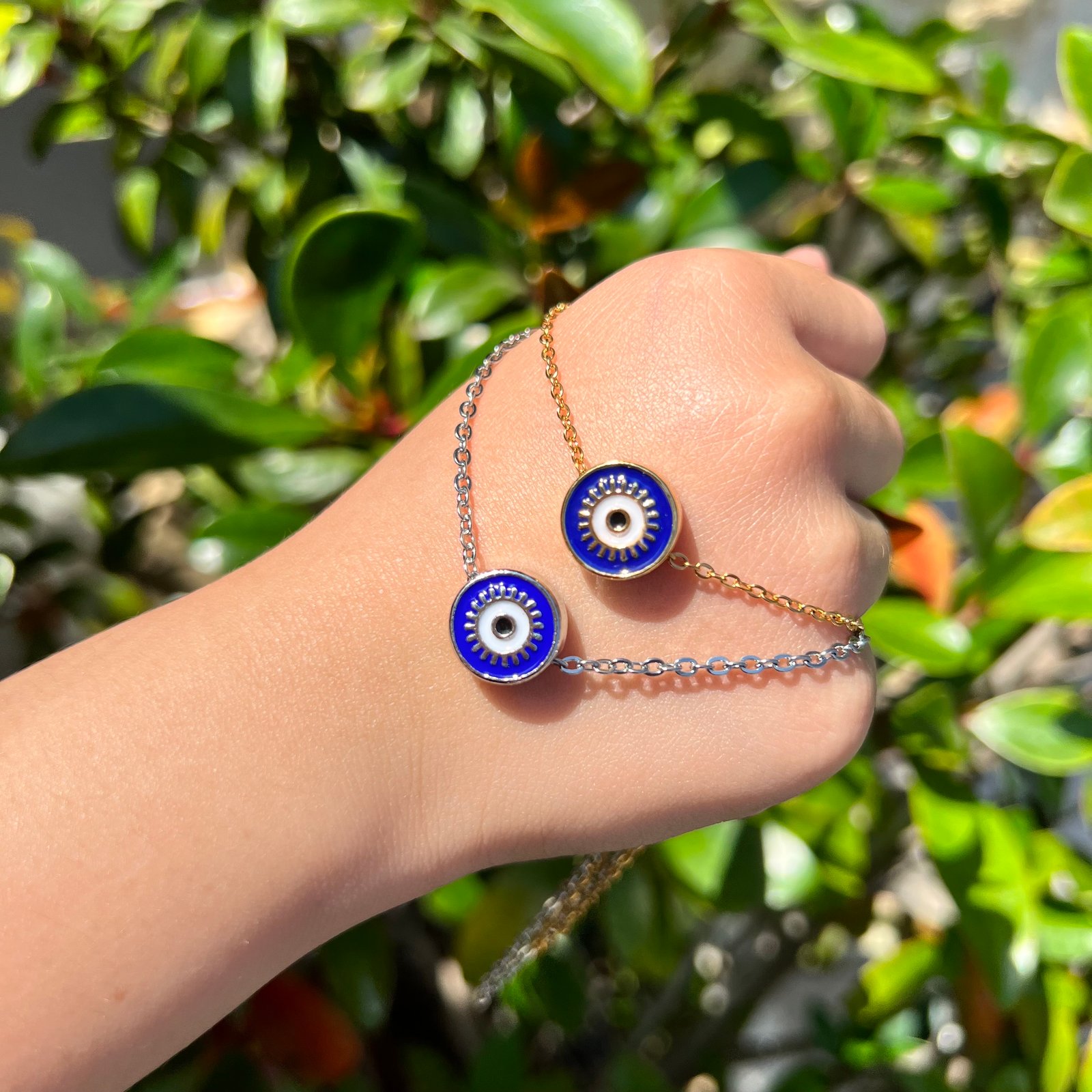 Stainless steel deals evil eye necklace