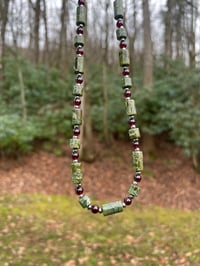 Image 2 of Australian Green Lace Jasper and Garnet Choker 