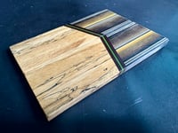 Image 3 of G-carta Micarta & Spalted Tamarind GLOW Segmented Knife Scales