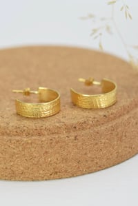 Image 4 of Gold Vermeil Hoop Earrings with Organic Texture