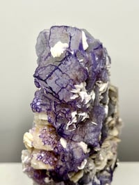 Image 6 of QR Code Fluorite & Barite Specimen On Stand #2585