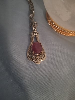 Image of Sterling Silver and Ruby Pendant 