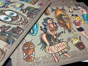 Image of 11”x14” Disney Tiki 6 Sheet Flash (Std Cardstock) Set with line stencil sheets