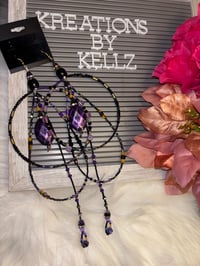 Image 1 of Large Hoop Purple Cheetah 