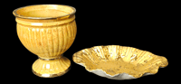 Image 1 of 23 K Gold Paint Small Planter and 22 KT Gold Paint DIsh