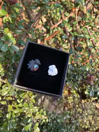 Image 3 of DELUXE Blue CZ Night & Light Dragon Stud Earrings