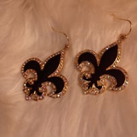 Image 1 of NFL COLLECTION: SAINTS BLK EARRINGS 