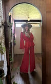 early 1970s OSSIE CLARK scarlet moss crepe trouser suit