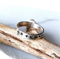 Image 2 of Handmade Steing Silver Celestial Starry Pink Opal Ring 925