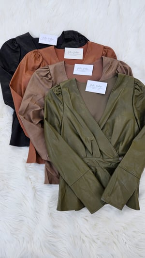 Image of Paris Faux Leather Blouse 
