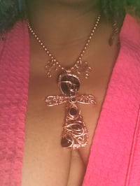 Image 2 of Copper Obsidian Ankh Necklace 