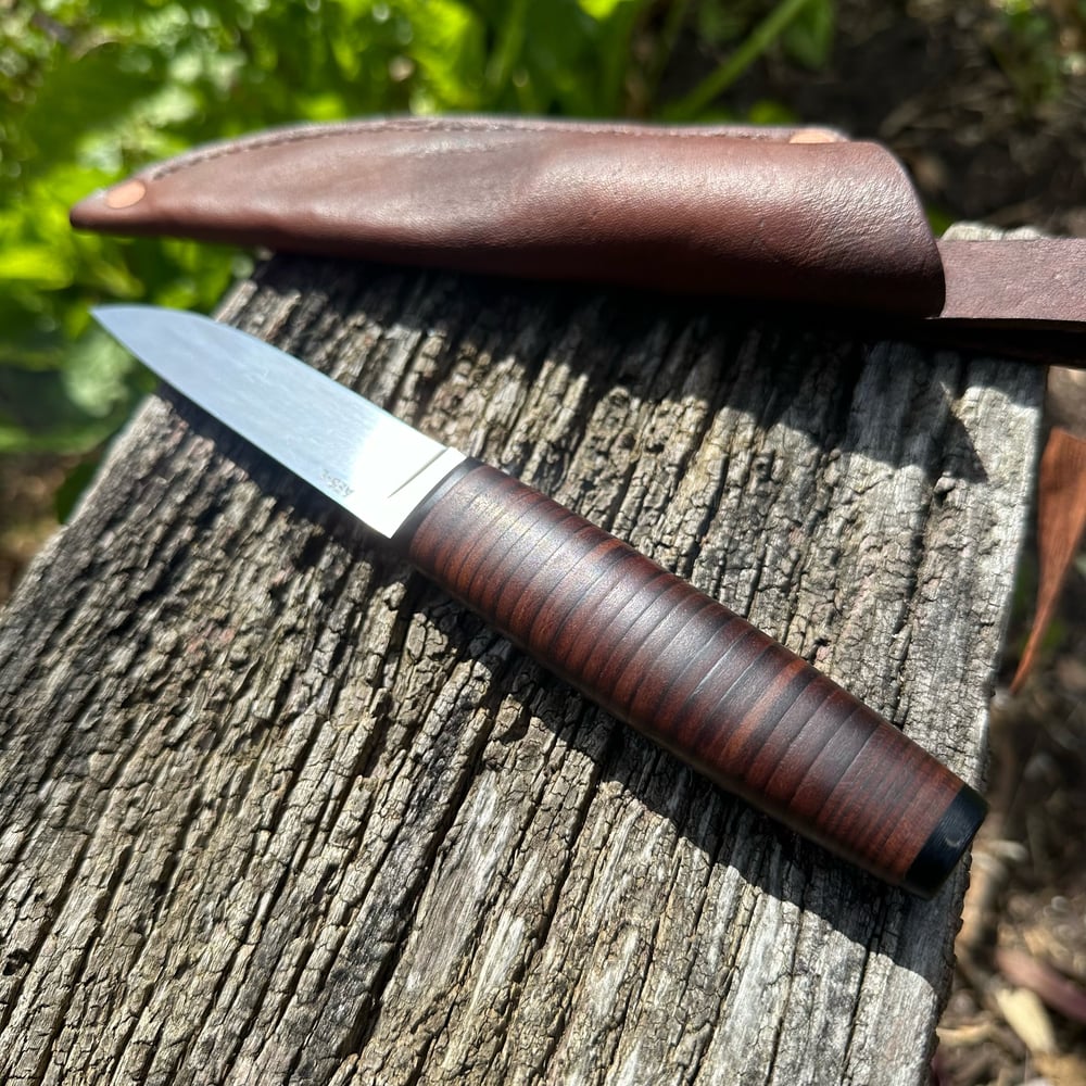 Image of 100mm Puukko AEB-L Stacked Leather 