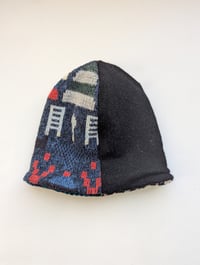Image 4 of Upcycled Reversible Beanie Blue x Black Cashmere