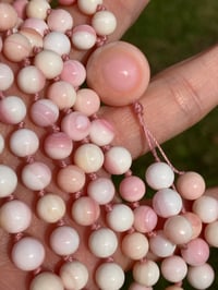 Image 4 of Pink Conch Shell Mala, Queen Conch Shell 108 Bead Japa Mala Hand Knotted Shell Necklace