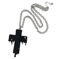 Image 1 of black drippy cross necklace (big!!)