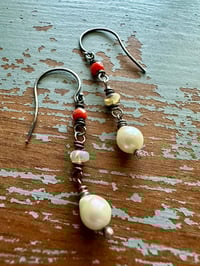 Image 9 of antique coral opal and pearl earrings