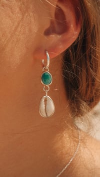 Image 5 of Turquoise and Cowrie Earrings