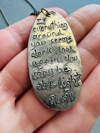 Image 9 of sterling silver necklace with hand engraved Rumi quote by peaces of indigo