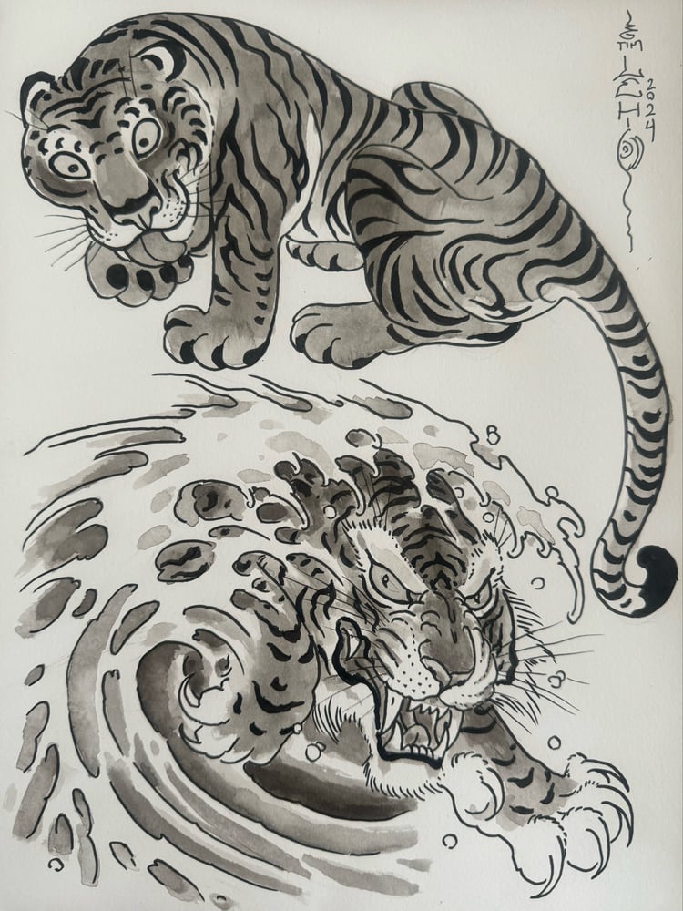 Image of Original Tim Lehi "Tiger Book Art 25" Illustration