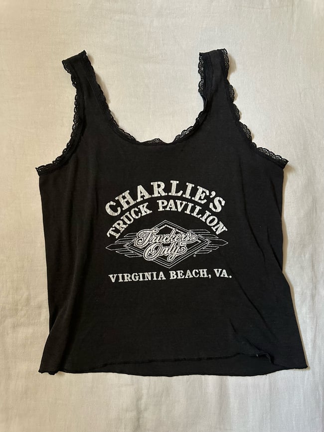80s biker lace tank top trucker's only tank top
