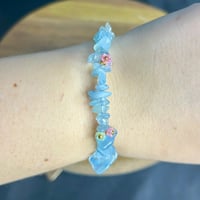 Image 2 of Aquamarine Chip Floral Bracelet ($10)