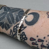 Image 3 of Handmade Star And Moon Chunky Rounded Sterling Silver Cuff Bracelet