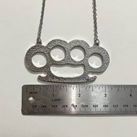 Image 4 of pink zebra brass knuckle necklace 