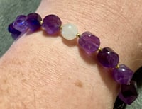 Image 5 of Amethyst and White Jade with faceted gold Hematite - Size 7.5