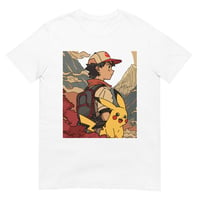 Image 1 of Ash Pikachu Japanese Pokemon Print T-Shirt