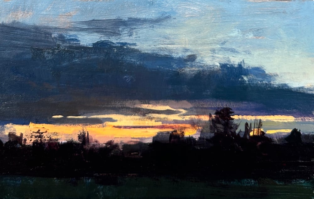 Image of A field drenched in the end of a day 