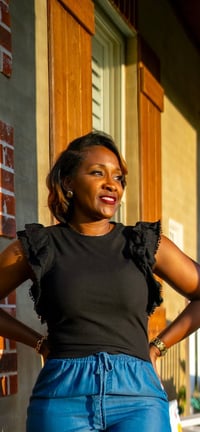 Image 1 of Stretchy Ribbed & Ruffled Top