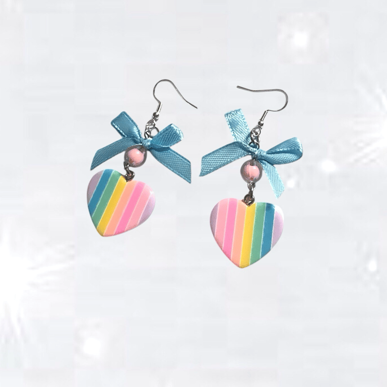 Pastel rainbow striped earrings Image 2
