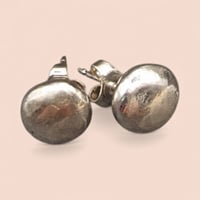 Image 2 of Sand Cast Sterling Silver Pebble Stud Earrings