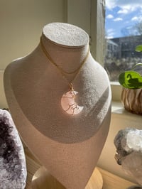Image 4 of Gold Rose Quartz Crescent Moon Necklace