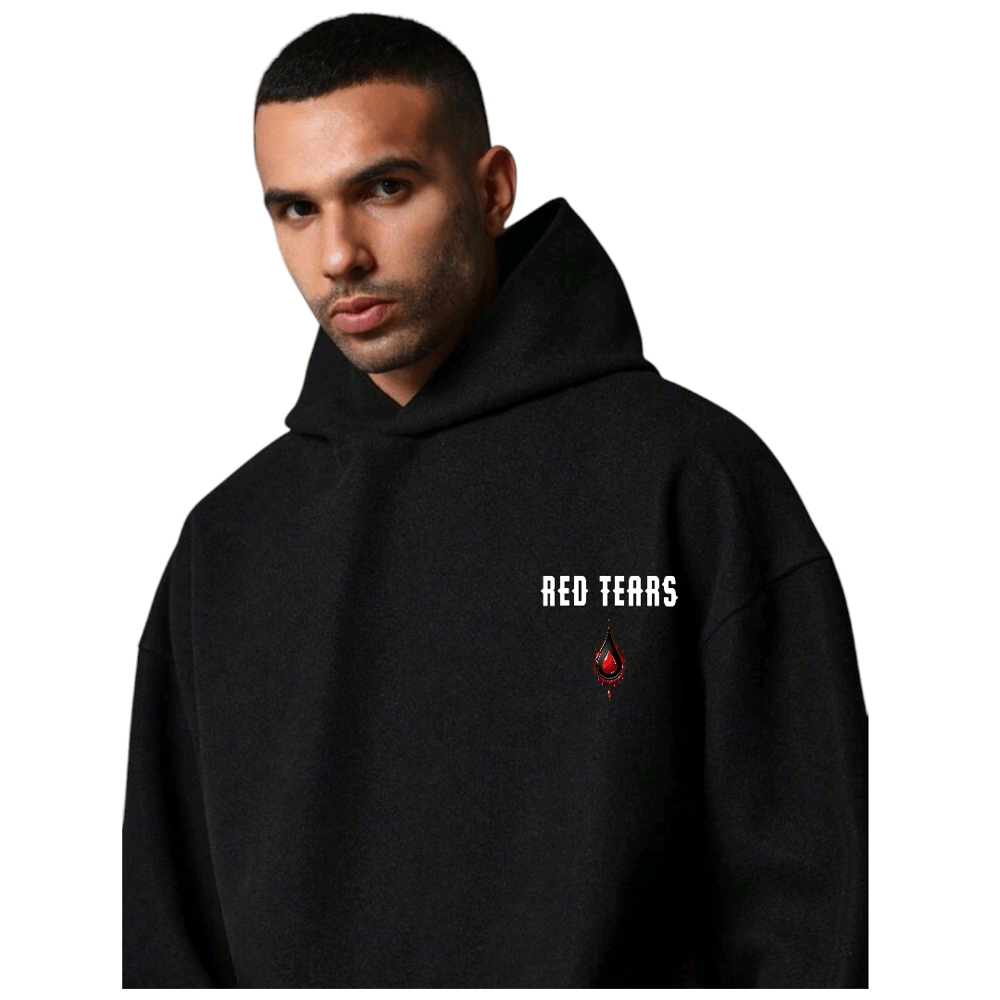 Image of Red Tears Tear Drop Pull Over Hoodie