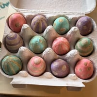 Image 2 of Set of 12 Spun Cotton Eggs, Gold & White Vintage Style