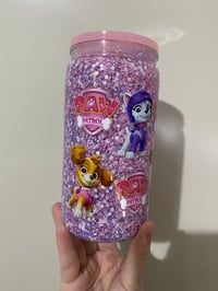 Image 1 of pink paw patrol acrylic can snowglobe