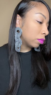 Image 2 of Big Link Earrings- Black and White 