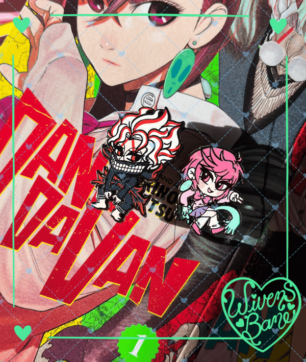 Image of DanDaDan Momo and Okarun Enamel Pins