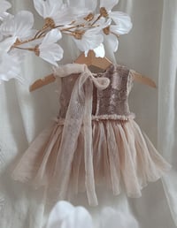 Image 3 of Baby girl dress for photoshoots | 0-3 months | Mia | cocoa and beige | photo props
